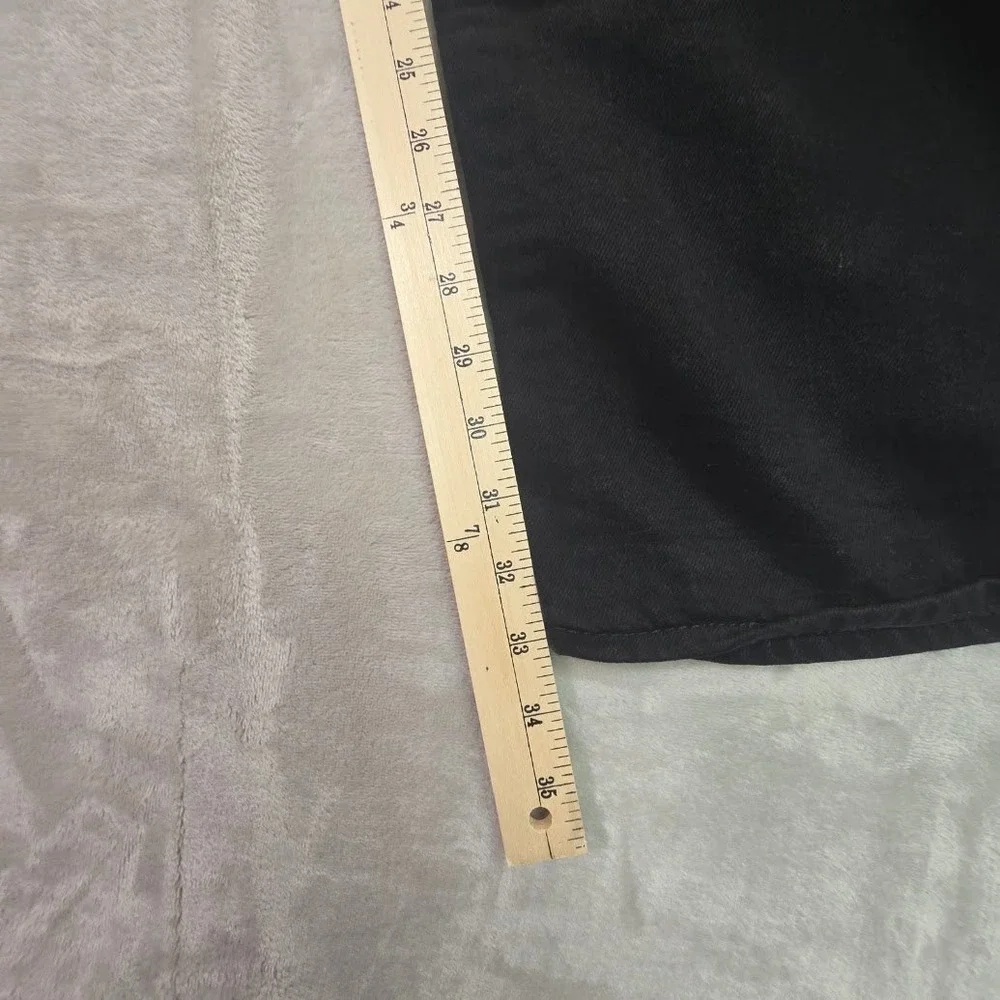 True Religion Straight Leg Jeans Mens 42 Black Denim Horseshoe Flap Pocket